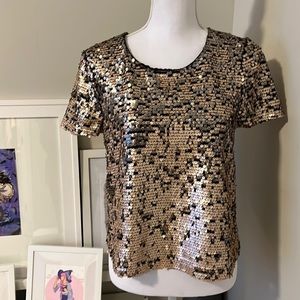 {Topshop} rose Gold Sequin Top